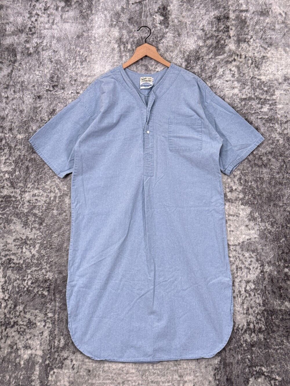 Vermont Country Store Dress Large Womens Blue Denim Oxford Midi Made USA